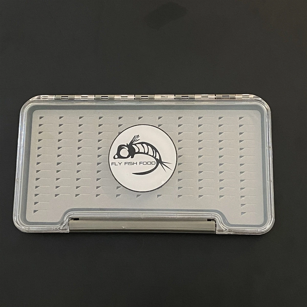 FLY FISH FOOD LOGO FLY BOX, CLEAR SINGLE SIDED - LARGE WITH EASY GRIP FOAM 3 FLY FISH FOOD LOGO FLY BOX, CLEAR SINGLE SIDED - LARGE WITH EASY GRIP FOAM